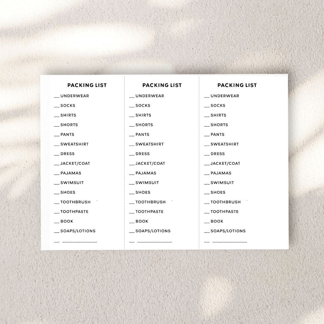 Packing List FREE Digital Download